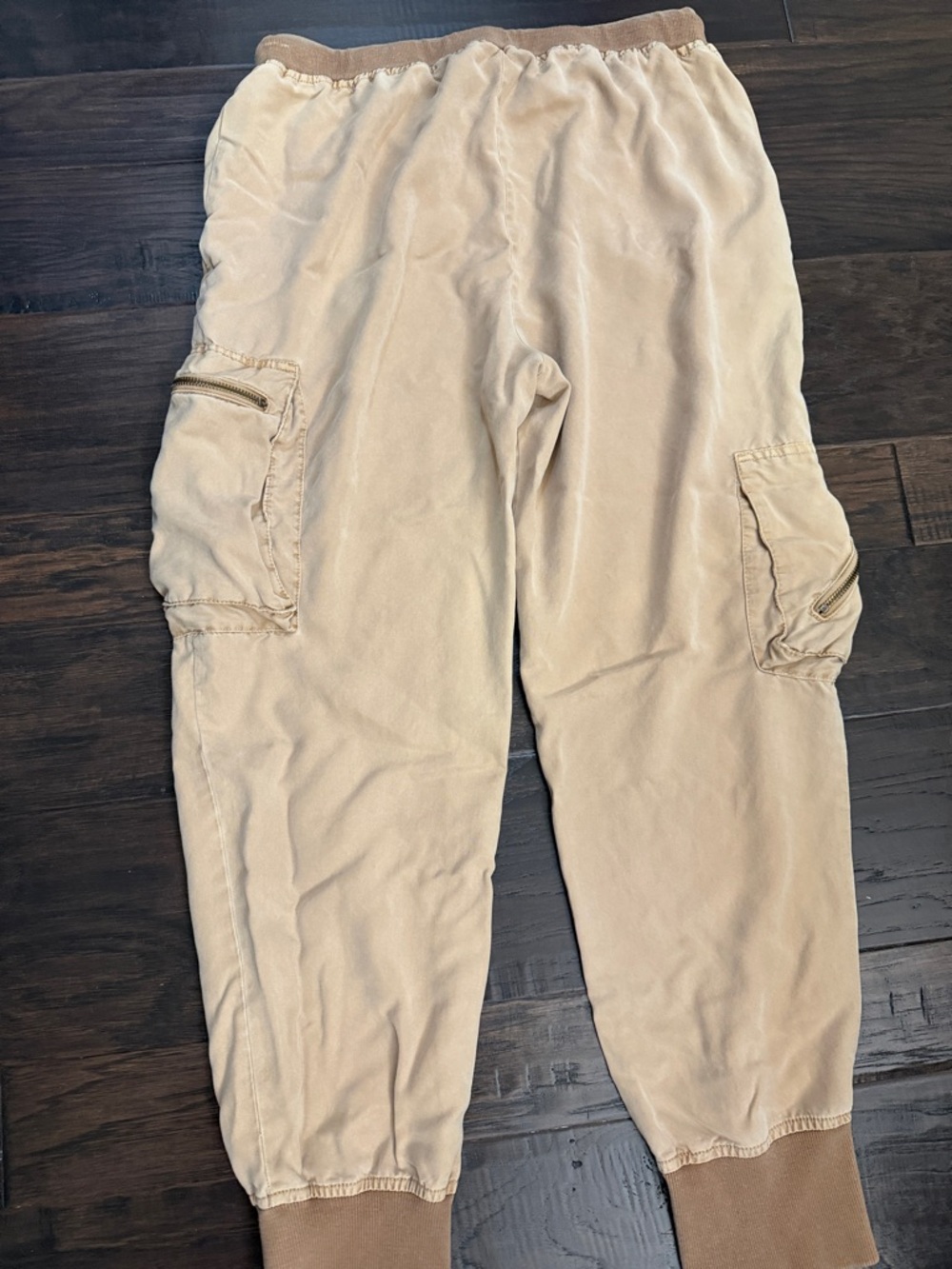 Women's Tan Cargo Jogger Pants - Cropped Ankle Style - Picture 7 of 8